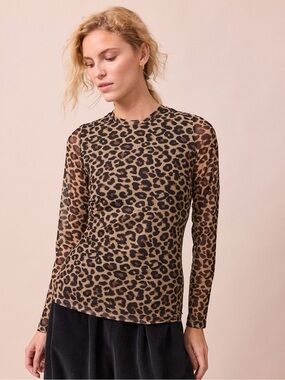 NWT Beyond Nine Leopard Print Mesh Top - Size M